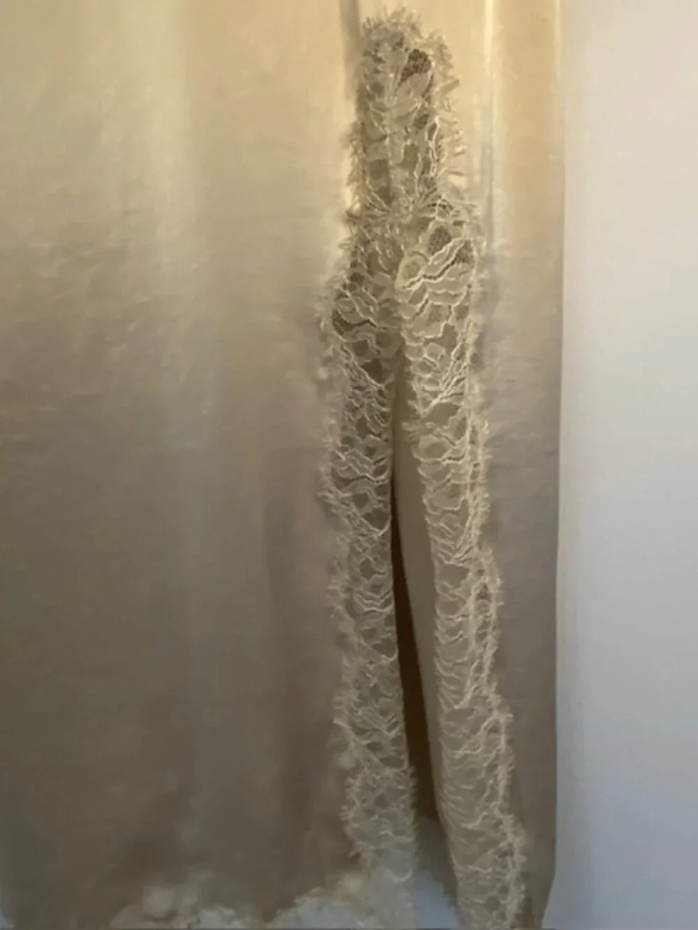 Wilfred Aritzia Satin Slip Dress with Lace Medium Midi Pale Gold - Picture 3 of 16